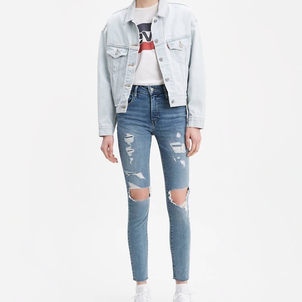 Levis 721 distressed skinny jeans